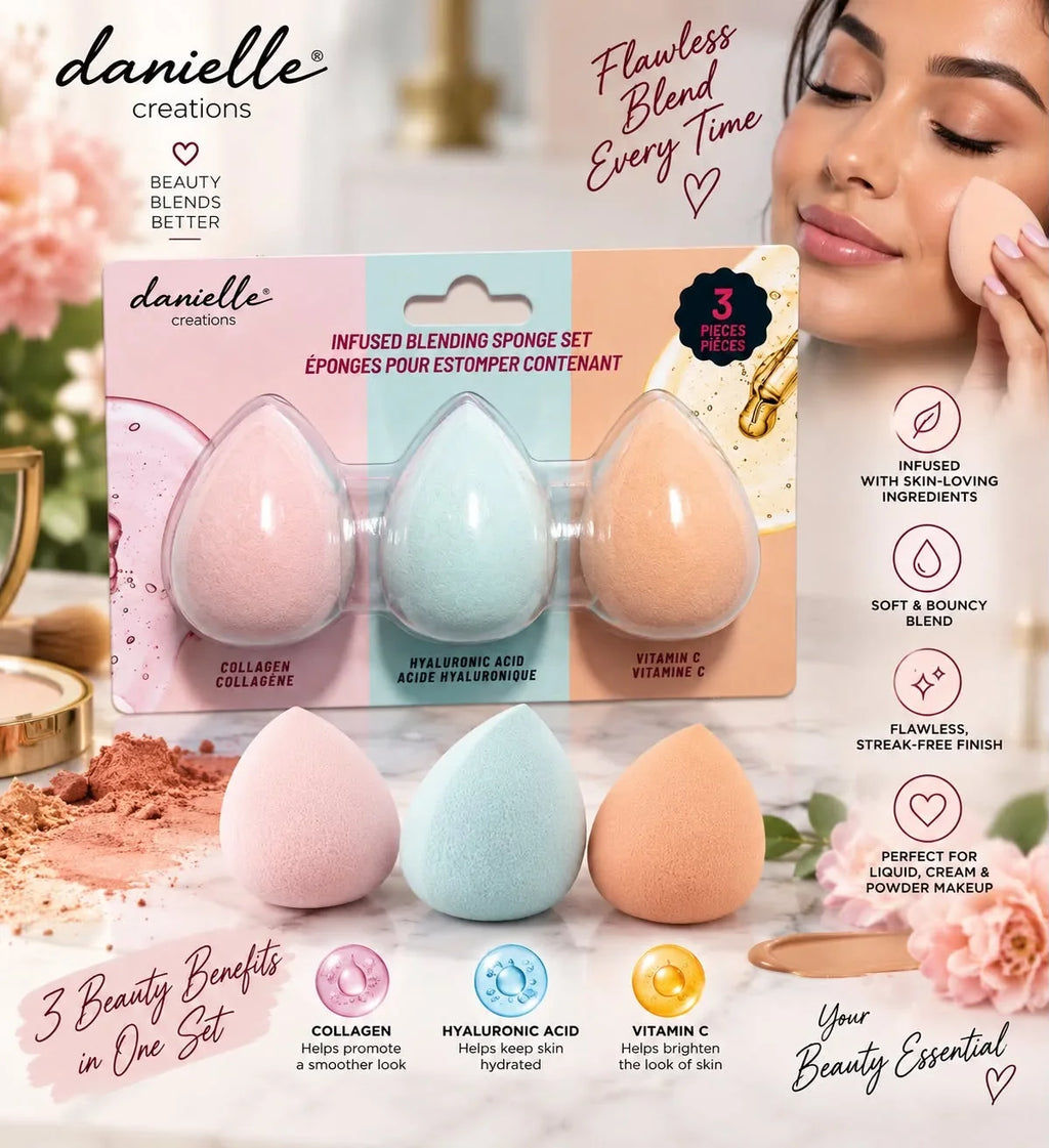 Danielle Creations 3-Piece Infused Blending Sponge Set.