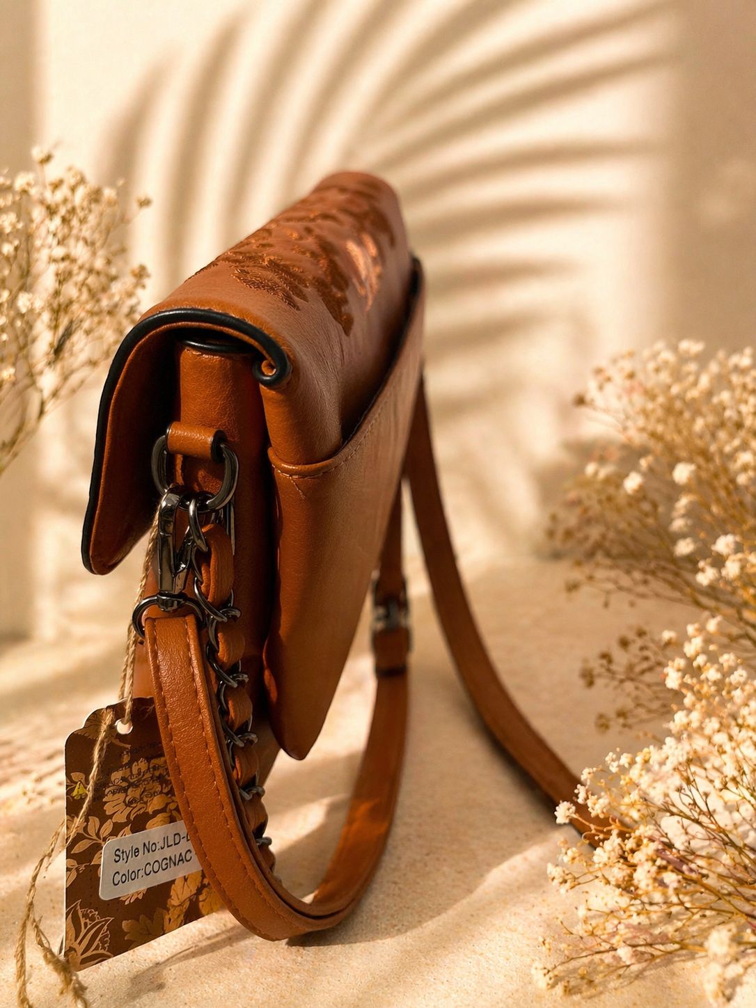 Elegant Brown Floral Crossbody Bag – Stylish Women’s Shoulder Purse