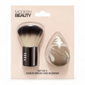 Modern Beauty Kabuki Brush and teardrop makeup blender set in original packaging.
