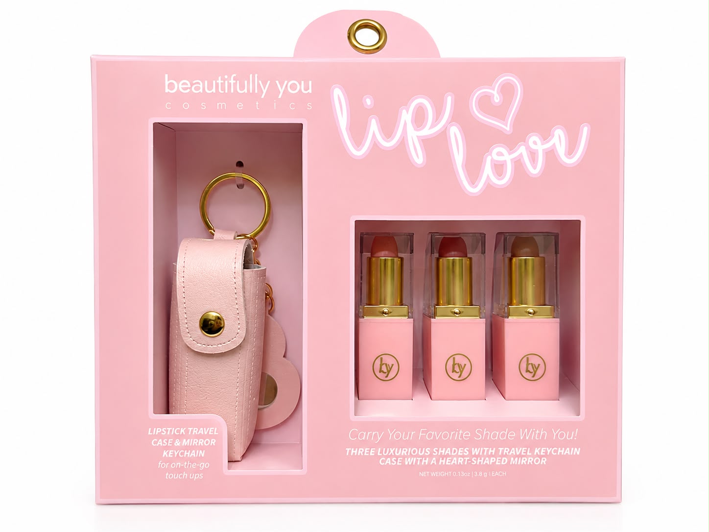 3-Piece Lip Gloss Set with Keychain Pouch