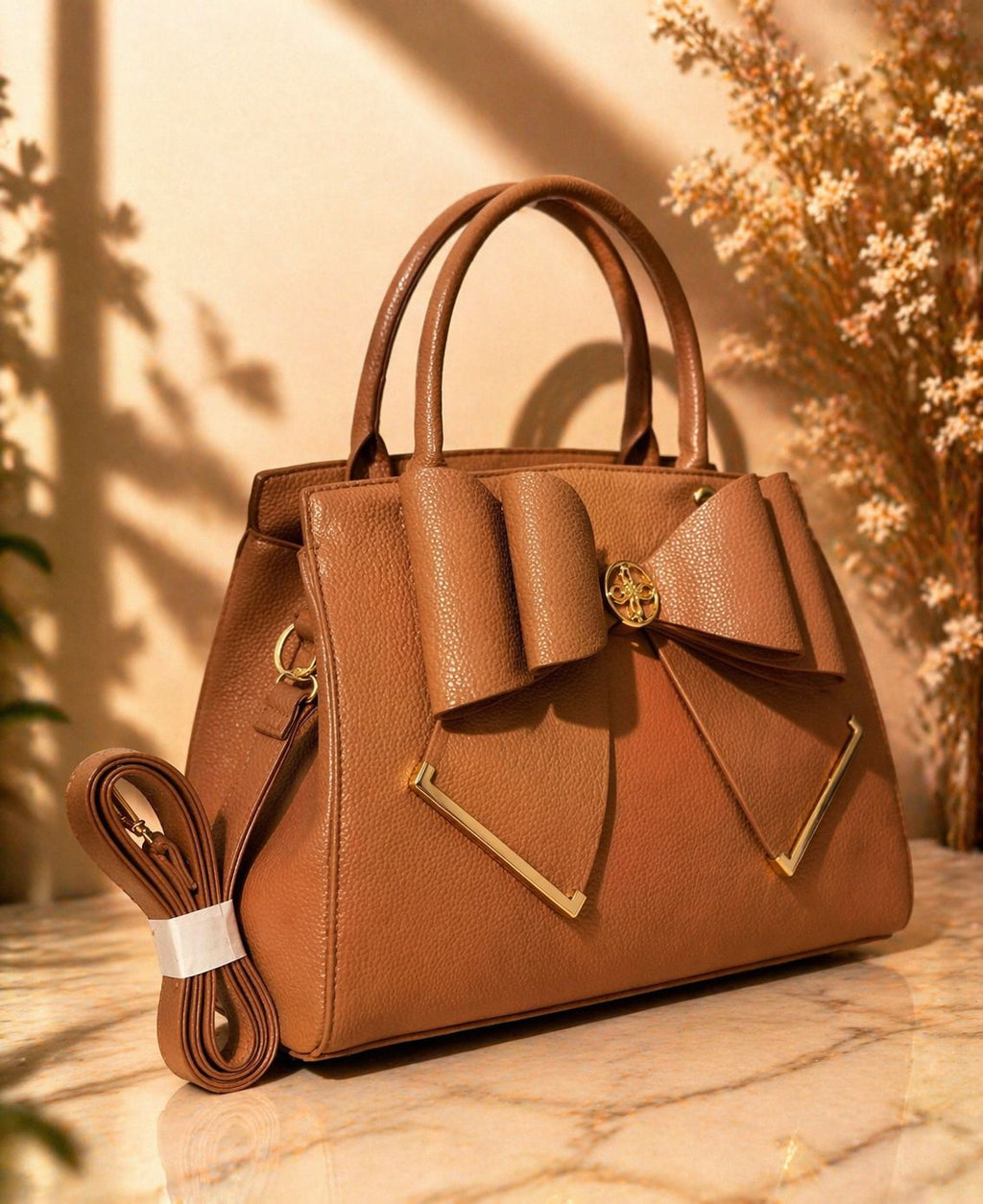Elegant Bow Handbag for Women – Luxury Brown Tote Bag