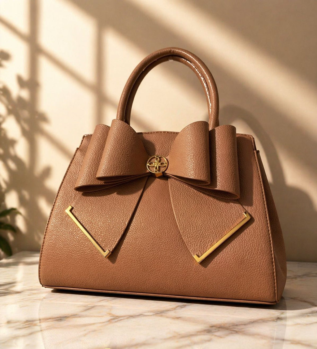 Elegant Bow Handbag for Women – Luxury Brown Tote Bag