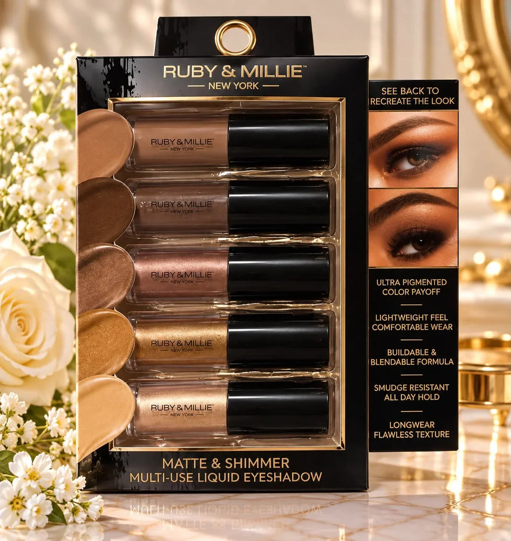 Ruby & Millie New York Matte & Shimmer Multi-Use Liquid Eyeshadow in a black window box set